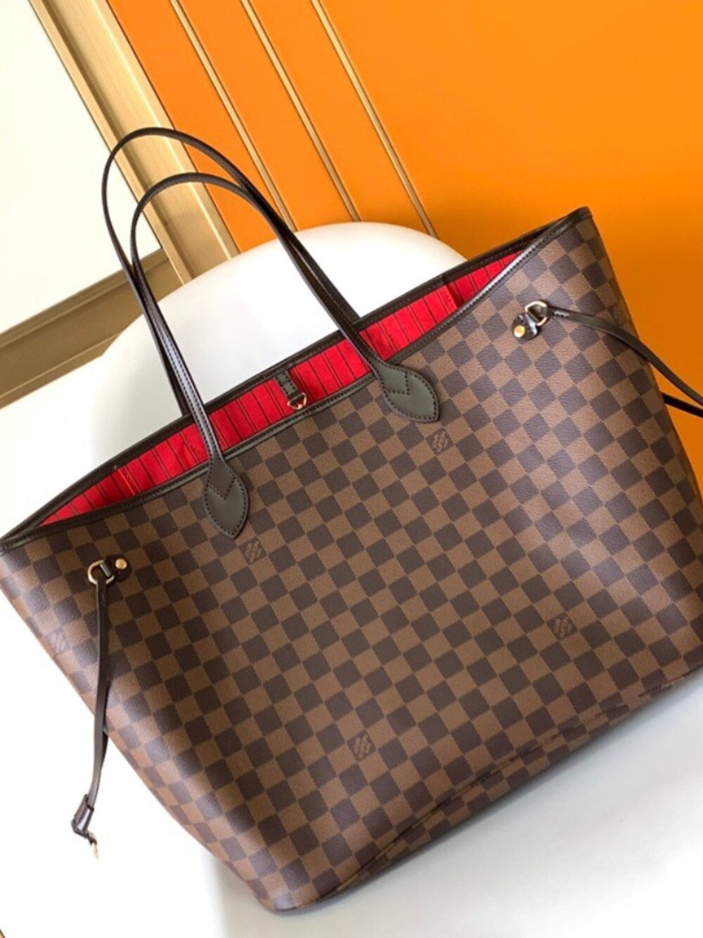 🌸 Louis Vuitton Neverfull MM Damier Ebene Cherry - Picture 2 of 9